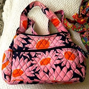 Vera Bradley handbag pink and blue w orange dots